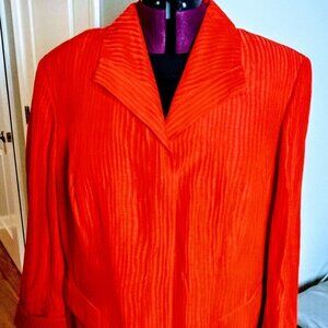 Jones New York Woman Saffron Red Linen Silk Jacket NWT